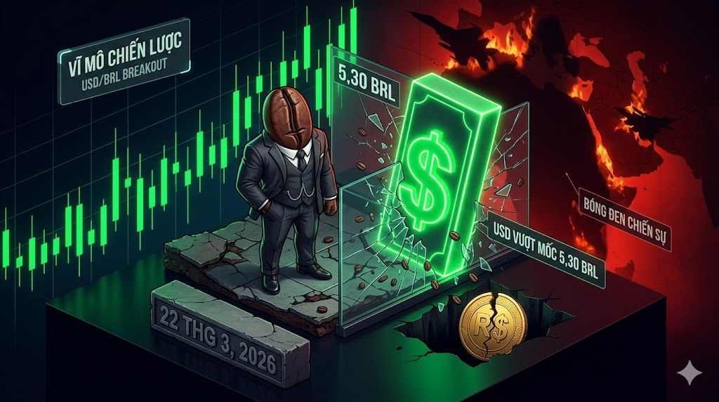 Đồng Đô la Mỹ bứt phá vượt mốc 5,30 BRL: Bóng đen chiến sự Trung Đông và sức ép tỷ giá lên thị trường cà phê